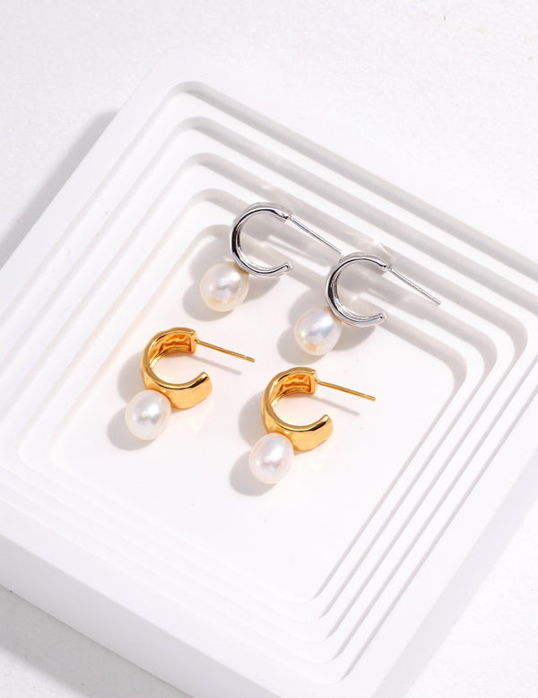 Lyuba Pearl Hoop Earrings