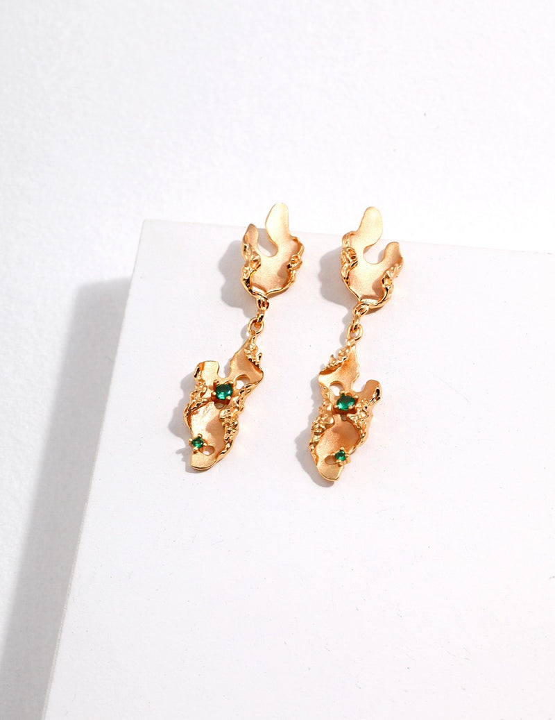 Feuilles Zircon Drop Earrings