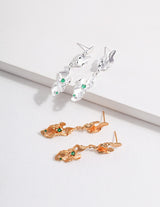 Feuilles Zircon Drop Earrings