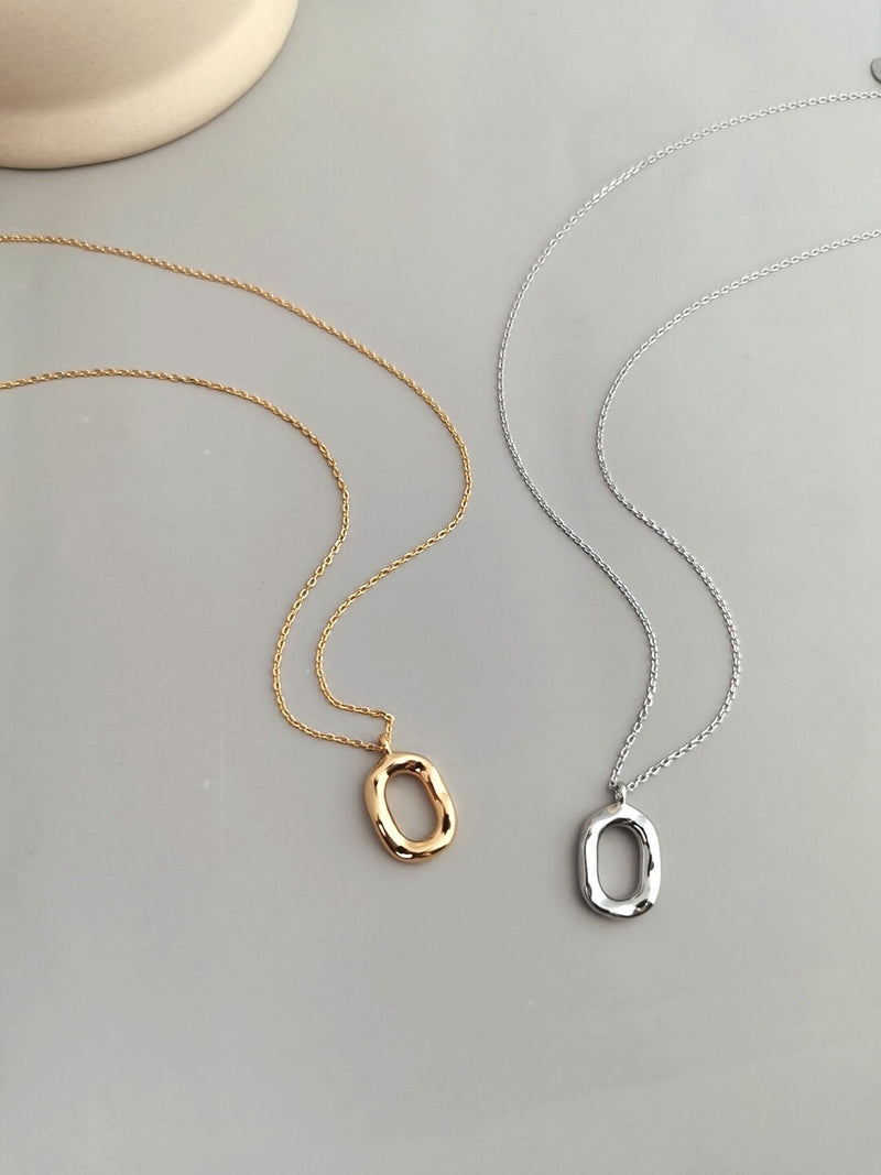 Ethereal Oval Silver Necklace