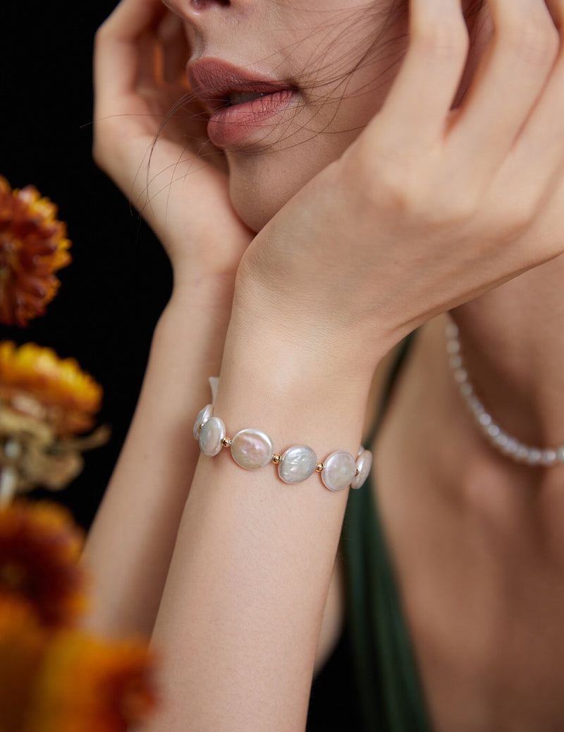 Button Baroque Pearl Bracelet