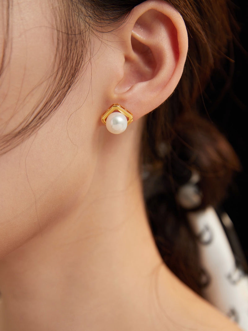 Buy Gold Plated Swarovski Pearl Sangria Stud Earrings by Bblingg Online at  Aza Fashions.